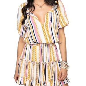 Buddy Love Chain Print Dress with Pink and Gold Accents